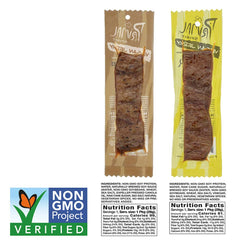 Primal Spirit close-up texture of soy jerky highlighting chewy, satisfying bite