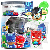 Primary Colors PJ Masks tub front showing 18 lollipop rings for easy party favors