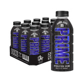 PRIME Hydration front packaging showing 12-pack and bold branding benefit refreshment
