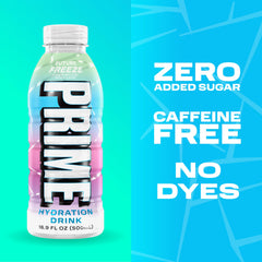 PRIME HYDRATION pour showing the beverage color and refreshing texture