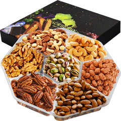 Prime Platters black gift box front view showing seven assortments and elegant presentation benefit