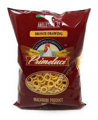 Primeluci front packaging showing 1 lb bag and clear labeling, ensures authentic Sicilian pasta