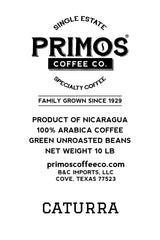 Primos bag label and scale comparison showing weight and farm traceability