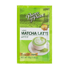 Prince of Peace hot matcha latte steaming in cup delivering creamy instant comfort