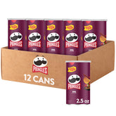 Pringles front can showing BBQ branding and portable snack convenience