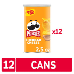 Pringles Cheddar Cheese stacked crisps illustrating unique shape and consistent crunch benefit