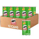 Pringles front packaging showing Sour Cream and Onion branding and portability benefit