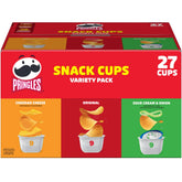 Pringles variety box front showing 27 snack cups for convenient storage