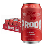 proda Shirley Temple front can showing bold cherry label and protein claim