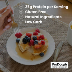 ProDough batter pouring from bowl into pan showing easy-mix convenience