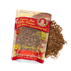 Productos Doña Blanca closeup of shredded beef texture highlighting tenderness