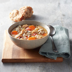 Progresso bowl served with crackers illustrating satisfying convenience