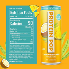 PROTEIN POP label close-up highlighting clear whey isolate benefits