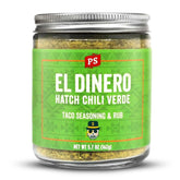 PS Seasoning front packaging showing bold El Dinero label and taco use benefit