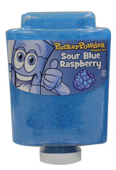 Pucker Powder front package showing blue raspberry color and bold sour appeal