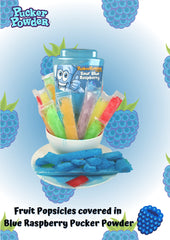 Pucker Powder rimmed glass showing bright blue effect for party drinks