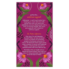 Pukka tea bag close-up displaying tag and biodegradable detail for transparency