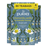 Pukka front packaging showing organic tea and calming blend benefits