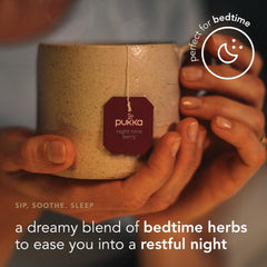 Pukka tea bag detail showing compostable material and quality construction benefit