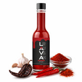 PUP AND THE PEPPER lava sauce front packaging showing a 5oz bottle and smoky appeal