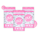 PUR Gum front packaging showing bubblegum flavor and three bags for convenience