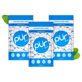 PUR Gum front packaging showing peppermint bags and clear labeling for fresh mint