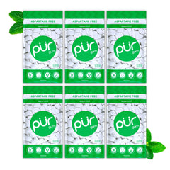PUR Gum spearmint front of bag shows branding and count for convenient storage