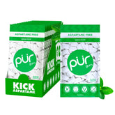 PUR Gum front packaging showing spearmint flavor and resealable bag benefit