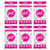 PUR gum front bag showing pomegranate mint flavor and resealable pack benefit