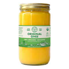 Pure Indian Foods front jar view showing organic grassfed ghee benefit convenience