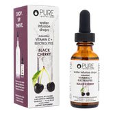Pure Inventions front bottle shot showing black cherry flavor and compact size benefit