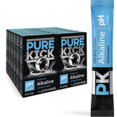 PURE KICK front packaging showing 72 unflavored alkaline packets for convenient hydration