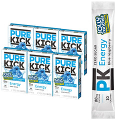 Pure Kick front packaging showing blue raspberry sticks and portable convenience