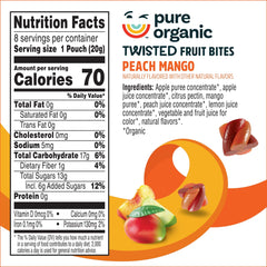Pure Organic close-up of twisted fruit bites texture highlighting real fruit