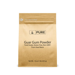 Pure Original Ingredients front packaging of 1 lb guar gum showing label and seal, reliable storage