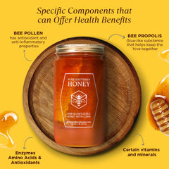 Pure Southern Honey pouring into teaspoon demonstrates smooth pourability and rich floral taste benefit