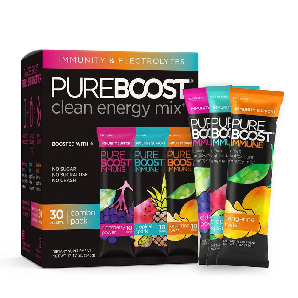 Pureboost front packaging combo 30ct showing product and benefits