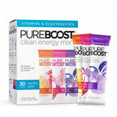 Pureboost front packaging showing combo 30ct for easy energy