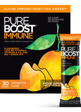 Pureboost front packaging showing tangerine 30ct and benefits