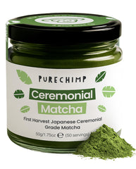PureChimp front jar showing branding and recyclable glass benefit