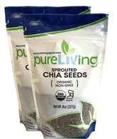 Pureliving front packaging showing two 8 oz bags and organic label benefits
