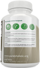 Purely Holistic bottle beside measuring scoop showing servings benefit