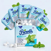 Purenta front tin showing spearmint label and convenient spillproof benefit