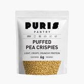 PURIS front package showing puffed pea crispies and clean-label benefits