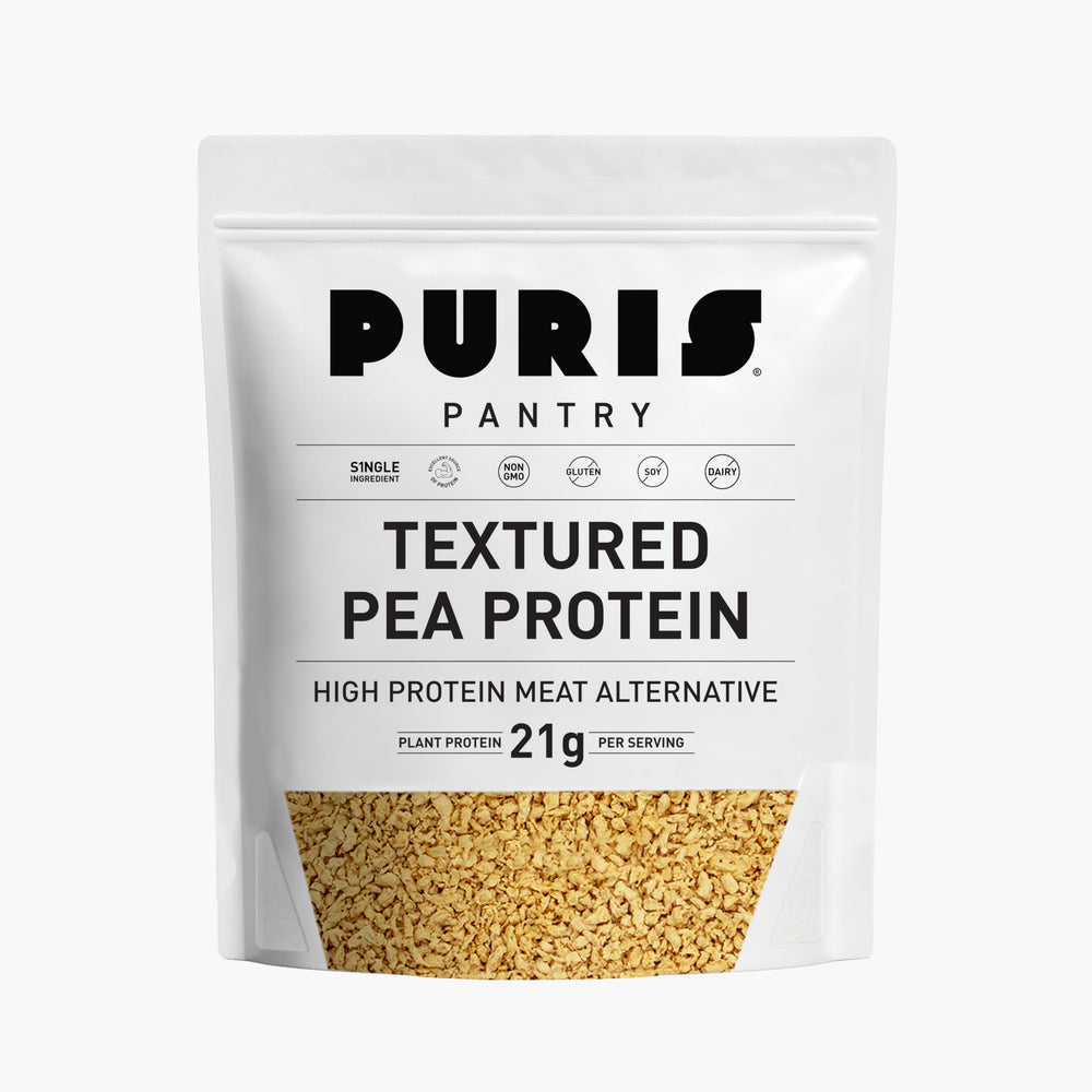 PURIS front packaging showing meatless crumbles and protein benefit