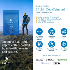 PURITY COFFEE close-up of medium ground CALM texture and aroma clarity
