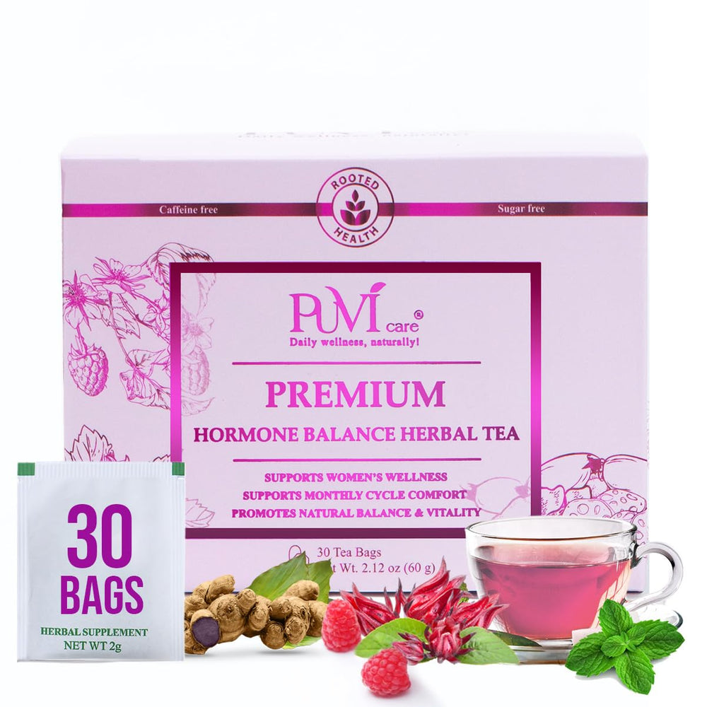 PUVI Care front packaging showing 30 herbal tea bags and benefits
