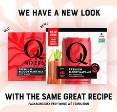 Q MIXERS close-up label highlighting real tomato ingredients and craft flavor