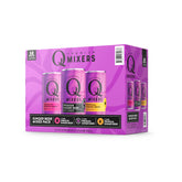 Q MIXERS front pack showing three flavor cans and benefits for mixers