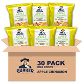 Quaker rice crisps front package showing apple cinnamon flavor and portability